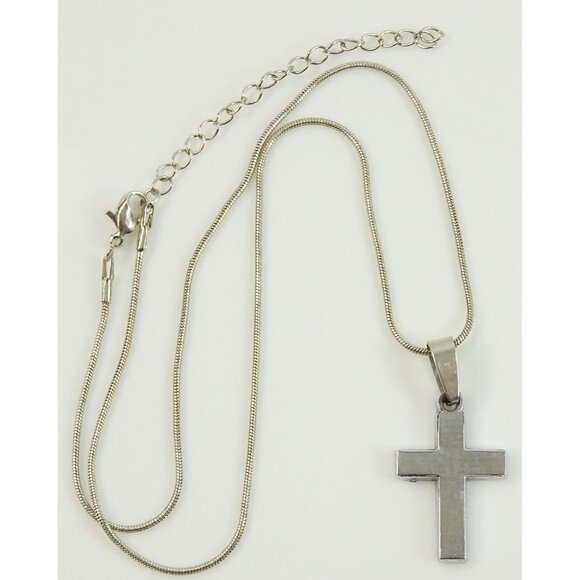 Cross Pendant w Bosnian Our Father Necklace Religious Christian Catholic Jewelry - Picture 2 of 4
